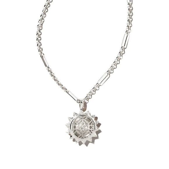 NWOT Kendra Scott Sienna Sun Pendant Necklace in Silver Reversible. #KSNK - Picture 9 of 10